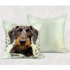 Névvel kérhető -Drótszőrű tacskó portré mintás párna