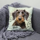 Névvel kérhető -Drótszőrű tacskó portré mintás párna