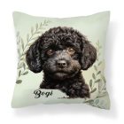 Névvel kérhető - Kis fekete uszkár portré mintás párna