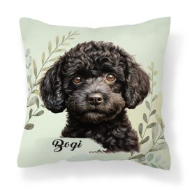   Névvel kérhető - Kis fekete uszkár portré mintás párna