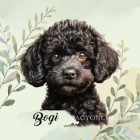 Névvel kérhető - Kis fekete uszkár portré mintás párna