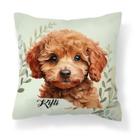 Névvel kérhető - Kis barna uszkár portré mintás párna