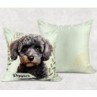 Névvel kérhető - Kis szürke uszkár portré mintás párna