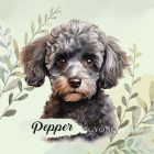 Névvel kérhető - Kis szürke uszkár portré mintás párna