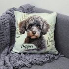 Névvel kérhető - Kis szürke uszkár portré mintás párna