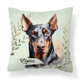   Névvel kérhető - Álló fülű Dobermann portré mintás párna