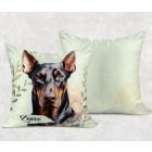 Névvel kérhető - Álló fülű Dobermann portré mintás párna