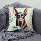 Névvel kérhető - Álló fülű Dobermann portré mintás párna