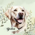 Névvel kérhető - Fehér labrador portré mintás párna