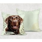 Névvel kérhető - Barna labrador portré mintás párna