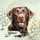 Névvel kérhető - Barna labrador portré mintás párna