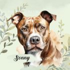 Névvel kérhető - Barna Amerikai Pitbull terrier portré mintás párna