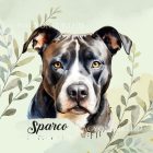 Névvel kérhető - Szürke Amerikai Pitbull terrier portré mintás párna