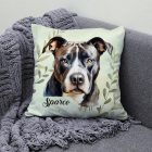 Névvel kérhető - Szürke Amerikai Pitbull terrier portré mintás párna