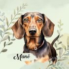 Névvel kérhető - Barna rövidszőrű tacskó portré mintás párna