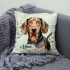 Névvel kérhető - Barna rövidszőrű tacskó portré mintás párna