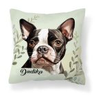 Névvel kérhető - Boston terrier portré mintás párna