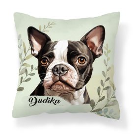 Névvel kérhető - Boston terrier portré mintás párna