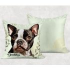 Névvel kérhető - Boston terrier portré mintás párna