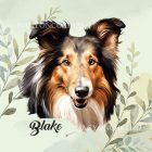 Névvel kérhető - Skót juhászkutya portré mintás párna