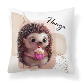 Kérd a neveddel - Sütis sünike mintás párna