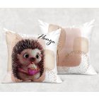 Kérd a neveddel - Sütis sünike mintás párna