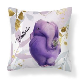 Kérd a neveddel - Tündéri lila elefánt mintás párna