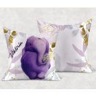 Kérd a neveddel - Tündéri lila elefánt mintás párna