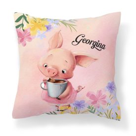 Kérd a neveddel - Cuki kávézós kis malac mintás párna