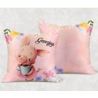 Kérd a neveddel - Cuki kávézós kis malac mintás párna