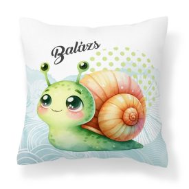 Névvel kérhető - Cuki zöld kis csiga mintás párna
