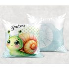 Névvel kérhető - Cuki zöld kis csiga mintás párna