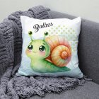 Névvel kérhető - Cuki zöld kis csiga mintás párna