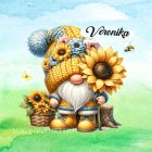 Névvel kérhető - Cuki napraforgós manó mintás párna