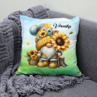 Névvel kérhető - Cuki napraforgós manó mintás párna