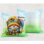 Névvel kérhető - Hintázó napraforgós manó mintás párna