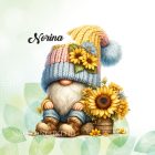 Névvel kérhető - Kedves kis napraforgós manó mintás párna