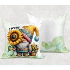 Névvel kérhető - Cuki kukucs napraforgós manó mintás párna