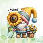 Névvel kérhető - Cuki kukucs napraforgós manó mintás párna