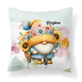   Névvel kérhető - Kerékpáros napraforgós manó mintás párna