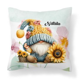   Névvel kérhető - Cuki sapkás napraforgós manó mintás párna