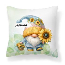   Névvel kérhető - Cuki napraforgós manó kosárral mintás párna