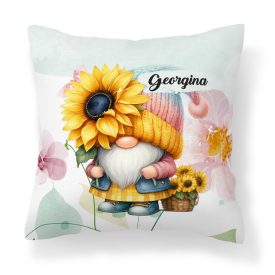  Névvel kérhető - Cuki napraforgós manó egy szál virággal mintás párna