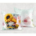 Névvel kérhető - Cuki napraforgós manó egy szál virággal mintás párna