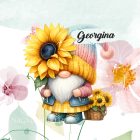 Névvel kérhető - Cuki napraforgós manó egy szál virággal mintás párna