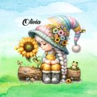 Névvel kérhető - Napraforgós manó lány cuki békával mintás párna