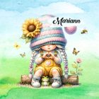 Névvel kérhető - Szívecskés napraforgós manó lány mintás párna