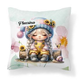   Névvel kérhető - Cuki csigás napraforgós manó lány mintás párna