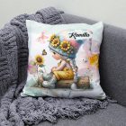 Névvel kérhető - Pillangós napraforgós manó lány mintás párna