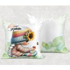 Névvel kérhető - Katicás napraforgós manó lány mintás párna